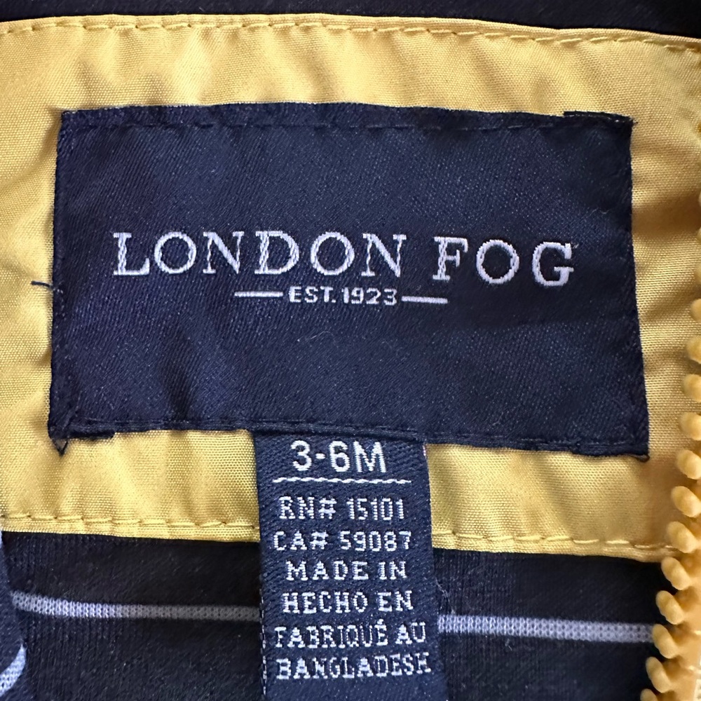 London Fog infant boys puppy yellow zip front 3-6 mo hoodie polyester raincoat - Picture 8 of 12